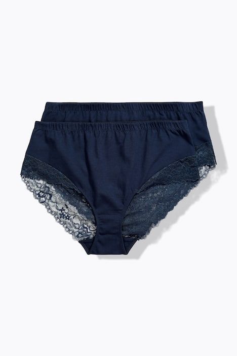 Lot de 2 culottes midi, empiècement en dentelle sur le côté