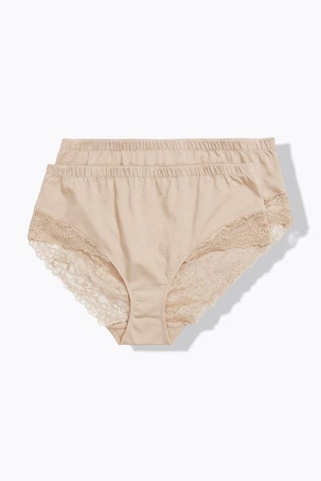 Lot de 2 culottes midi, empiècement en dentelle sur le côté