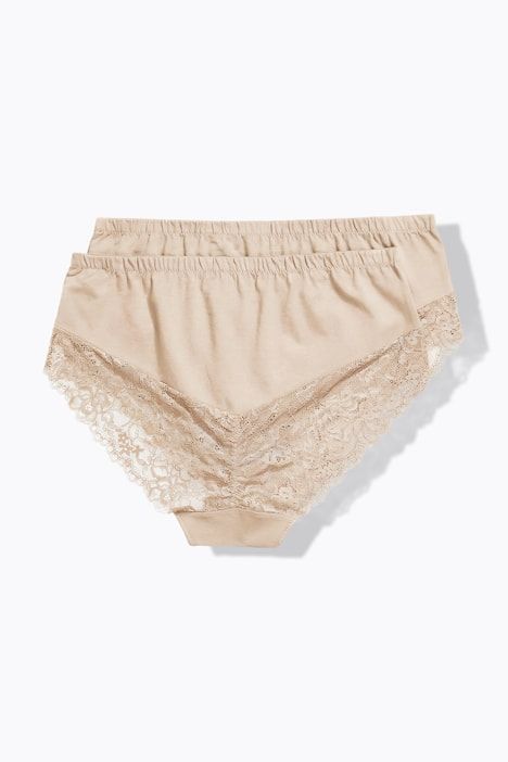 Lot de 2 culottes midi, empiècement en dentelle sur le côté