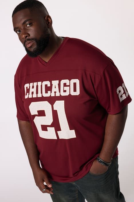 T-shirt en mesh STHUGE, coupe oversize à manches courtes, imprimé football américain - jusqu'au 8 XL