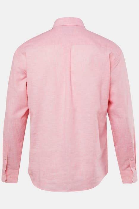 Chemise en lin mélangé JP 1880, manches longues et col Kent, coupe Modern Fit - jusqu'au 8 XL