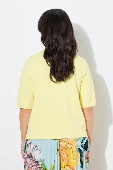 Pull manches courtes, décolleté en V, base élastique