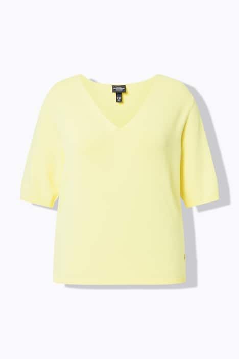 Pull manches courtes, décolleté en V, base élastique