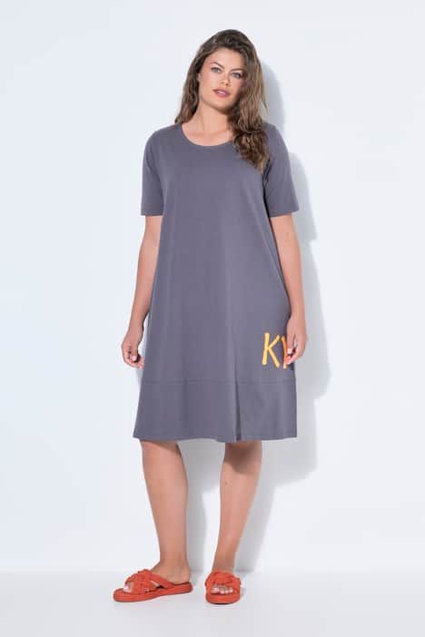 Robe en jersey à col rond et manches mi-hauteur, OEKO-TEX Made in Green