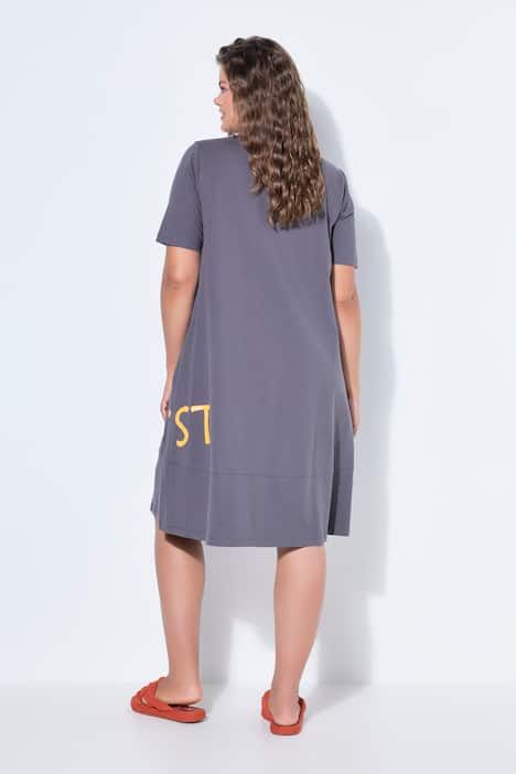 Robe en jersey à col rond et manches mi-hauteur, OEKO-TEX Made in Green