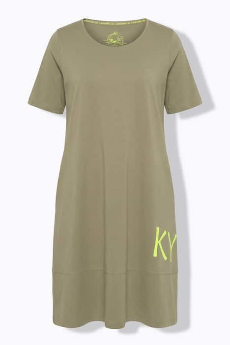 Robe en jersey à col rond et manches mi-hauteur, OEKO-TEX Made in Green