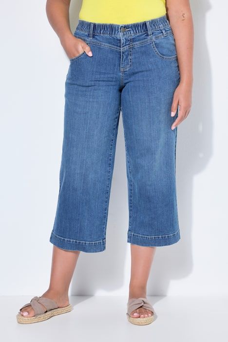 Jean culotte à jambes larges et 5 poches