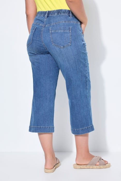 Jean culotte à jambes larges et 5 poches