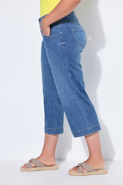 Jean culotte à jambes larges et 5 poches