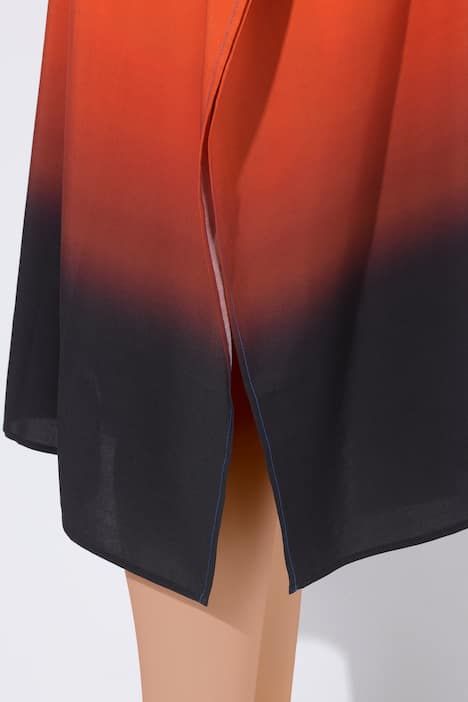 Caftan à manches courtes et encolure V. Motif palmiers et dégradé de couleurs