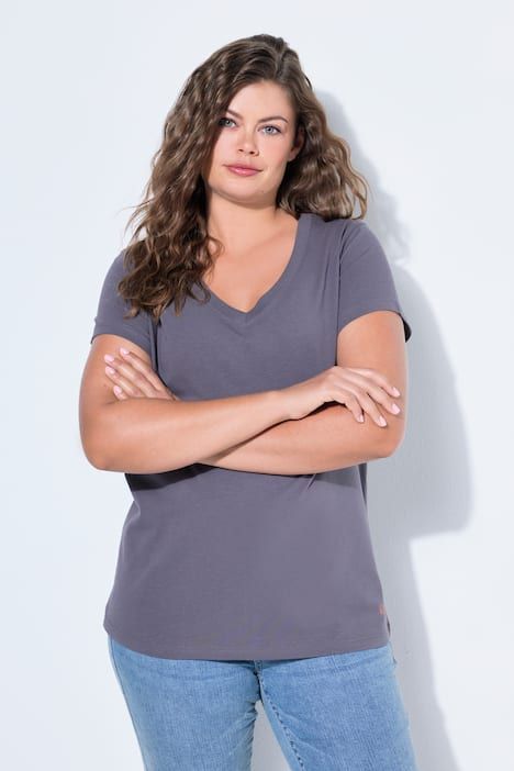 T-shirt à col V et manches 1/2. OEKO-TEX Made in Green