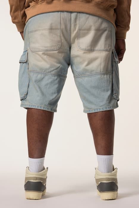 Bermuda en jean STHUGE, denim délavé et poches cargo, coupe Baggy Fit - jusqu'à la taille 74
