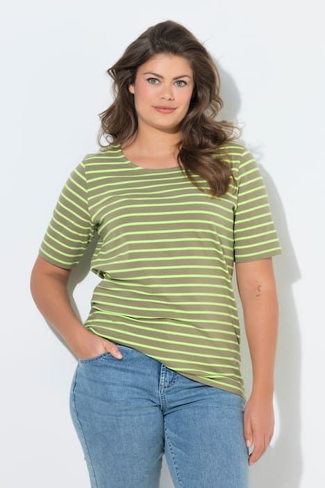 T shirt rayé à col rond et manches 1/2