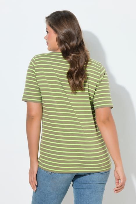 T shirt rayé à col rond et manches 1/2