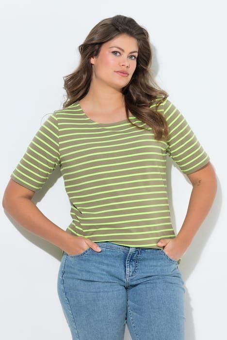 T shirt rayé à col rond et manches 1/2