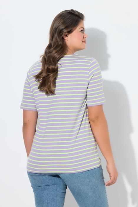 T shirt rayé à col rond et manches 1/2