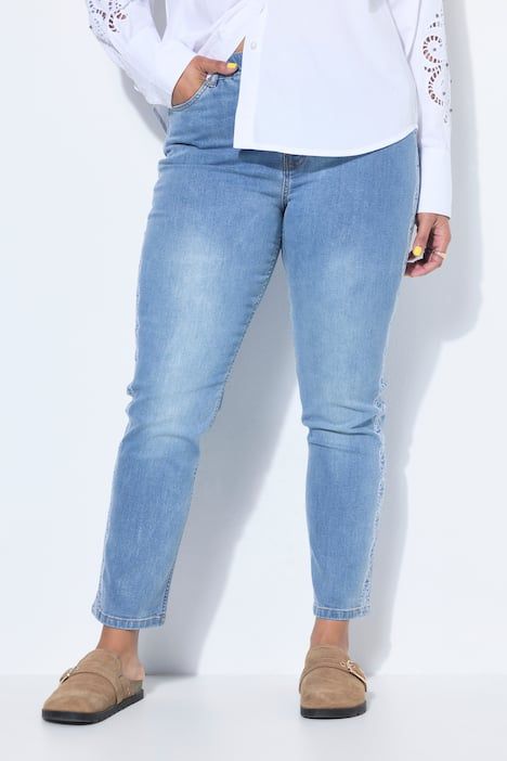 Jean Mom , bord brodé sur le côté, 5 poches