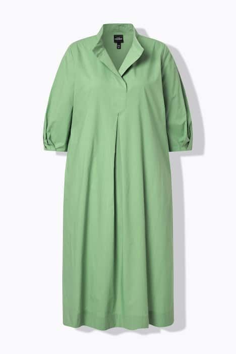 Robe Papertouch. Col montant, manches 3/4. Coupe évasée