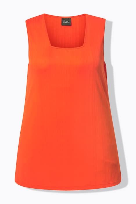 Débardeur côtelé. Décolleté carré. Bretelles larges. Coupe évasée