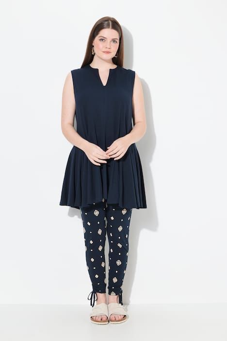 Top, coupe A-ligne, encolure tunique, sans manches, coton biologique