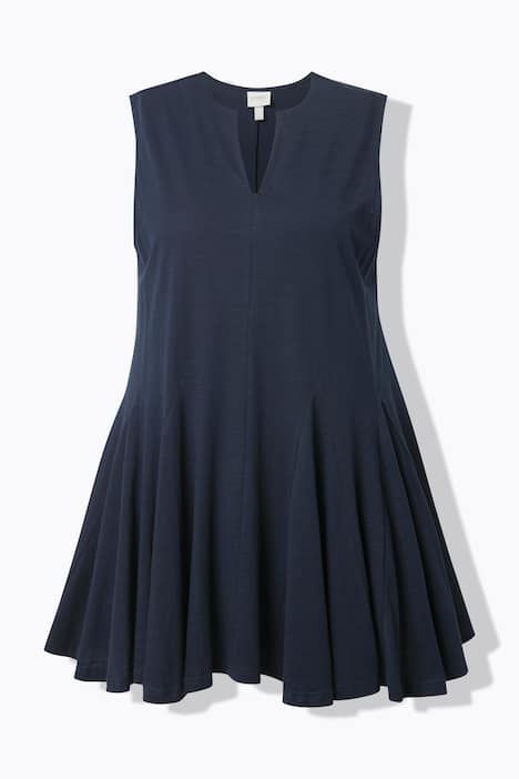 Top, coupe A-ligne, encolure tunique, sans manches, coton biologique