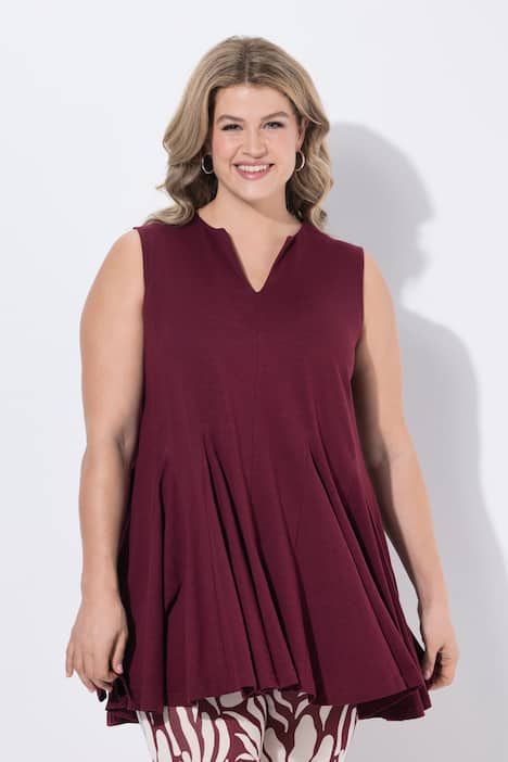 Top, coupe A-ligne, encolure tunique, sans manches, coton biologique