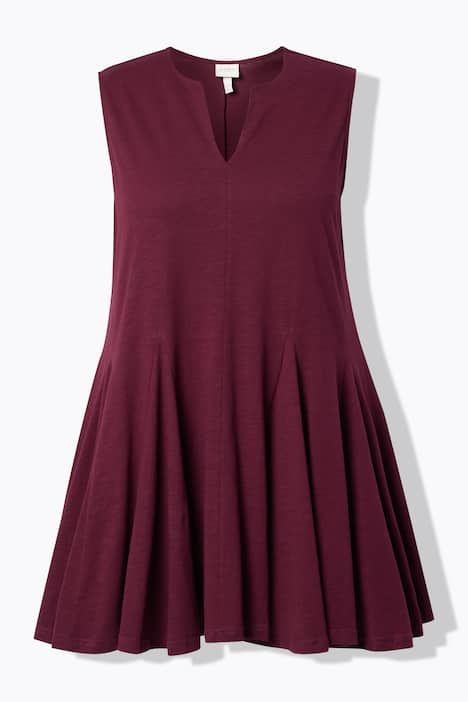 Top, coupe A-ligne, encolure tunique, sans manches, coton biologique