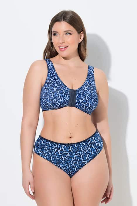 Brassière sans armatures. Imprimé léopard. Fermeture à l'avant