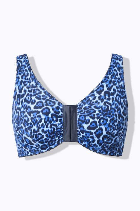 Brassière sans armatures. Imprimé léopard. Fermeture à l'avant