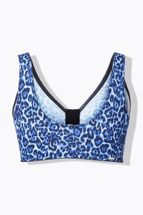 Brassière sans armatures. Imprimé léopard. Fermeture à l'avant