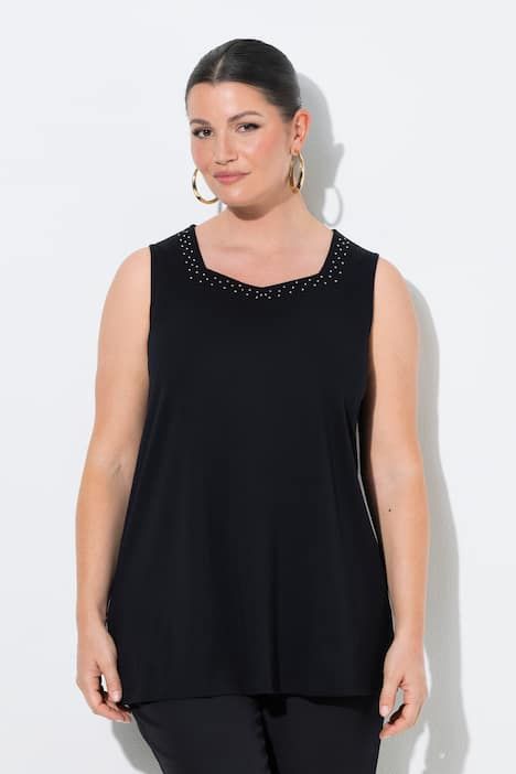 Débardeur long en coton Pima. Décolleté cœur et coupe évasée