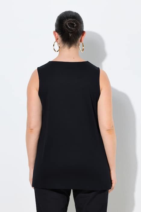 Débardeur long en coton Pima. Décolleté cœur et coupe évasée