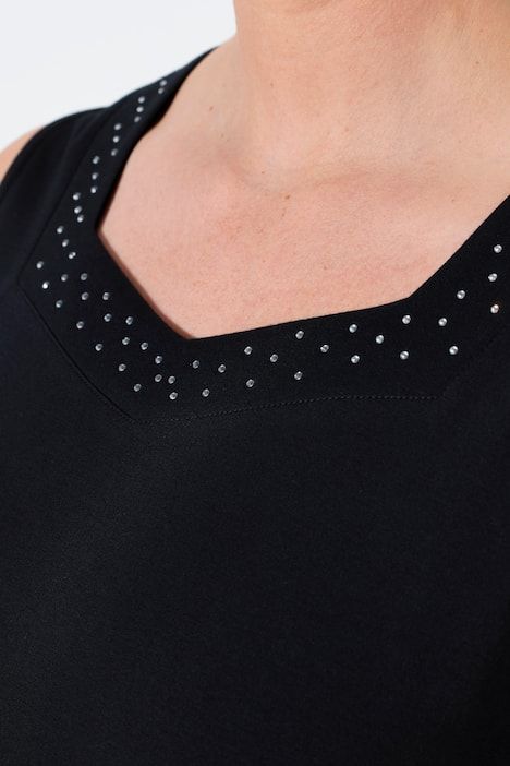 Débardeur long en coton Pima. Décolleté cœur et coupe évasée