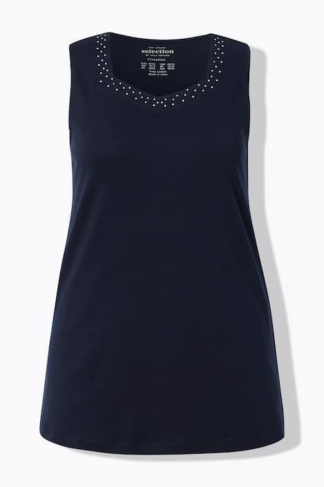 Débardeur long en coton Pima. Décolleté cœur et coupe évasée