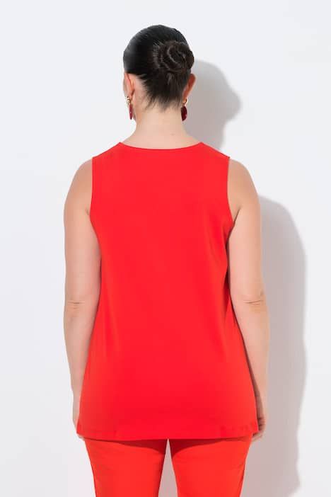 Débardeur long en coton Pima. Décolleté cœur et coupe évasée