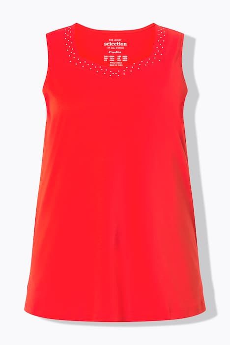 Débardeur long en coton Pima. Décolleté cœur et coupe évasée