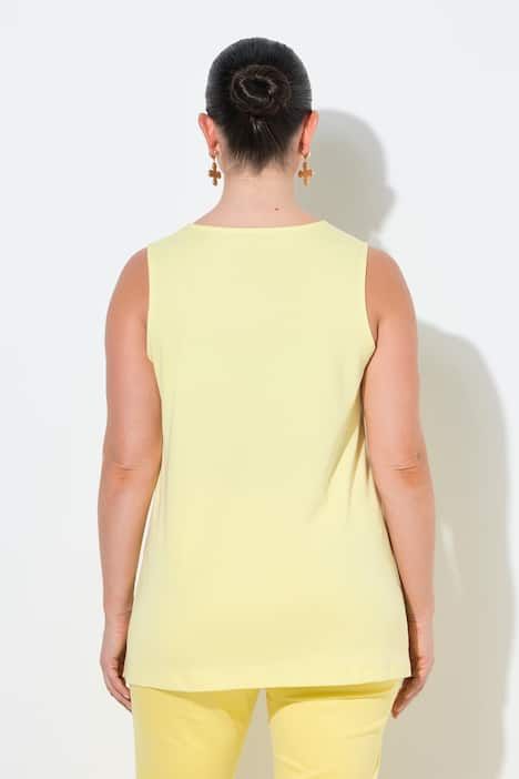 Débardeur long en coton Pima. Décolleté cœur et coupe évasée