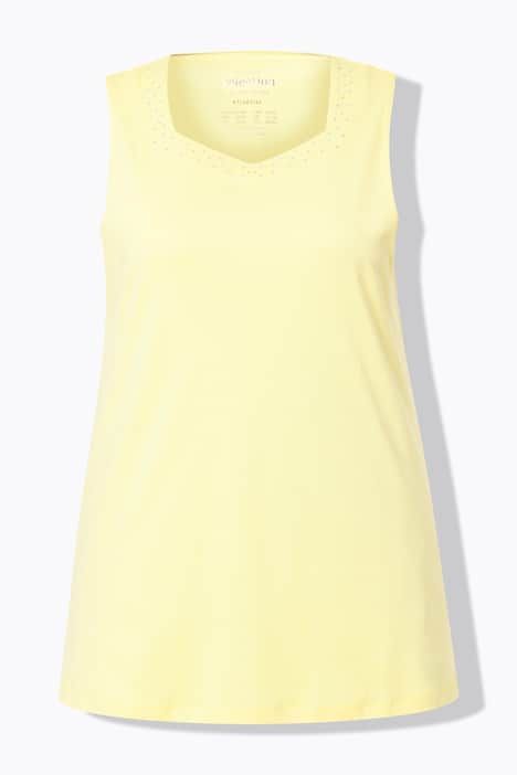 Débardeur long en coton Pima. Décolleté cœur et coupe évasée