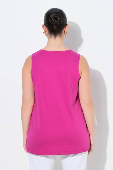 Débardeur long en coton Pima. Décolleté cœur et coupe évasée