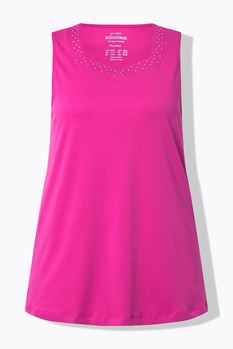 Débardeur long en coton Pima. Décolleté cœur et coupe évasée