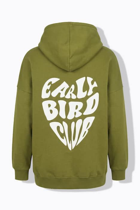 Sweat-shirt à capuche oversize, imprimés cœurs