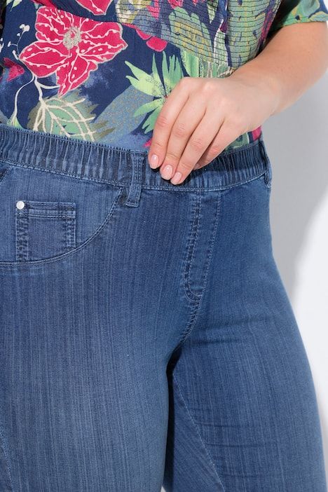 Corsaire en jean Sienna. Taille élastique et jambe étroite