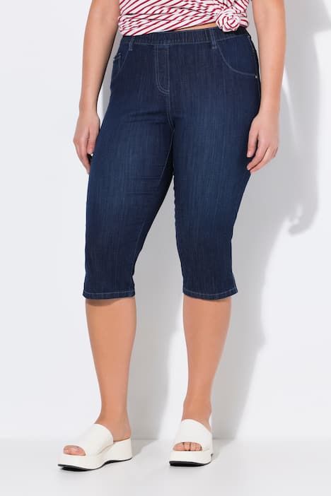 Corsaire en jean Sienna. Taille élastique et jambe étroite