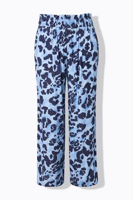 Pantalon imprimé léopard, rayures sur le bas de jambe, coupe Wide Legs