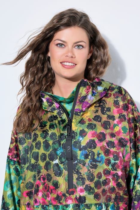 Poncho de pluie technique, modèle unisexe, capuche et logo poitrine