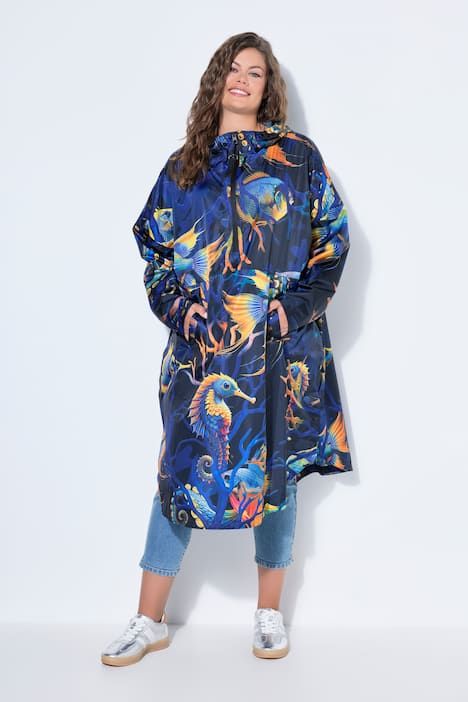 Poncho de pluie technique, modèle unisexe, capuche et logo poitrine