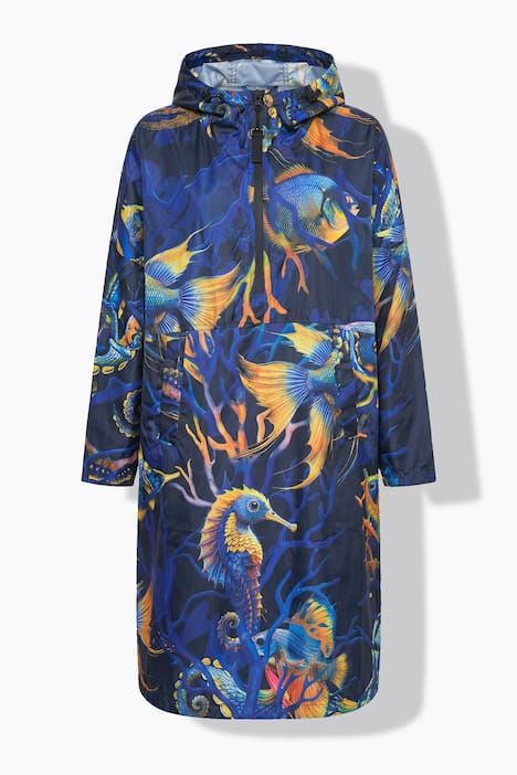 Poncho de pluie technique, modèle unisexe, capuche et logo poitrine