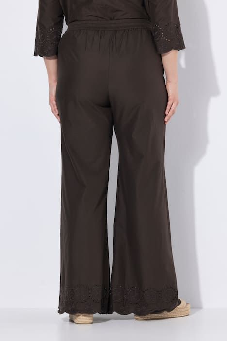 Pantalon, broderie anglaise, jambes larges, coton bio