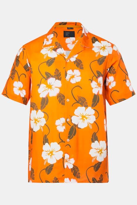 Chemise JP 1880 en viscose, imprimé all-over, manches courtes et col cubain, coupe Cuba Fit - jusqu'au 8 XL