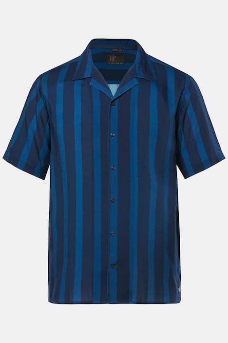 Chemise JP 1880 en viscose rayée, manches courtes et col cubain, coupe Cuba Fit - jusqu'au 8 XL